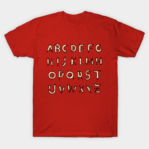 Alphabetical Bones Design T-Shirt by Mako Design 